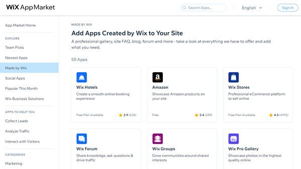 Wix app market